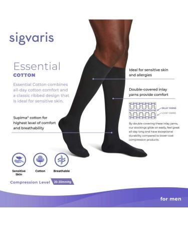 SIGVARIS Cotton 230 Men's Closed Toe Calf Compression Socks 20-30mmHg | International Shipping Available - Buy Online on GoSupps.com