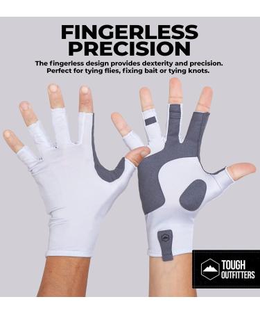 Tough Outdoors UV Fishing Gloves - UPF 50+ Sun Protection Fingerless Gloves for Men & Women - White L/XL - Buy Online on GoSupps.com