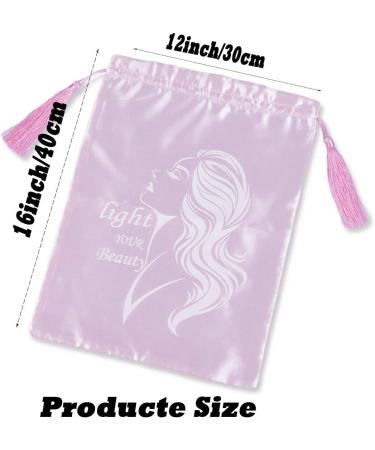 Drawstring Satin Hair Storage Bags - 3 Pcs Light Pink - Hair Extension & Wig Packaging - Buy Online on GoSupps.com