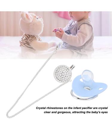Bling Pacifier - Ultra Soft Rhinestone Crown Baby Pacifier | Portable & Safe with Chain Clip - Soothes Baby - Blue - Buy Online on GoSupps.com