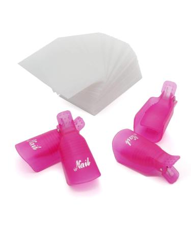 Jiulory Nail Polish Remover Clips Set 10 + 1000 PCS, Soak Off Gel Polish Caps & 1000 PCS Nail Wipes for Acrylic & UV Gel Removal - Rose Red - Buy Online on GoSupps.com