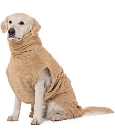 Shop Lills Dog Wadder - 100% Organic Cotton Bathrobe for Dogs | Extra Absorbent Beige/Cream 60cm Back Length - International Shipping Available - Buy Online on GoSupps.com