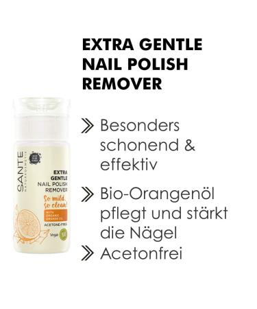 Buy Sante Natural Cosmetics Extra Gentle Nail Polish Remover | Acetone-Free Vegan Made with Organic Orange Oil & Alcohol | 100ml Best for Gentle Nail Care - Buy Online on GoSupps.com