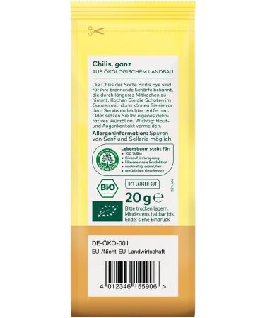 Chili pepper - Bird's Eye Organic 20 g - Lebensbaum - Buy Online on GoSupps.com