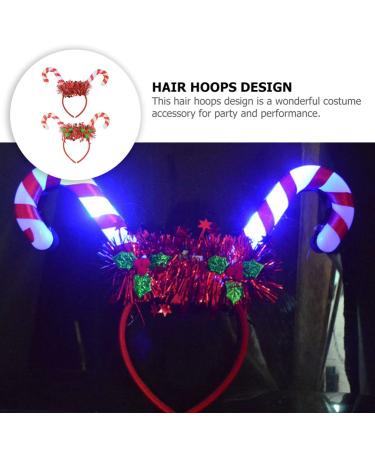 Lurrose Christmas Headbands - 2Pcs Glowing Candy Cane Hair Hoops for Women - Buy Online on GoSupps.com