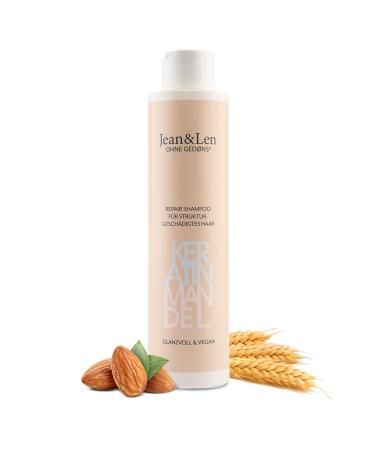 Jean & Len Repair Shampoo Keratin & Almond for damaged and unruly hair controls frizz for healthier looking hair paraben and silicone free vegan 300 ml