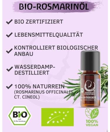 Organic Rosemary Oil Essential Oil (Cineol) - 10ml - Pure Spanish Rosemary for Biologically Cultivated Wellness - Buy Online on GoSupps.com