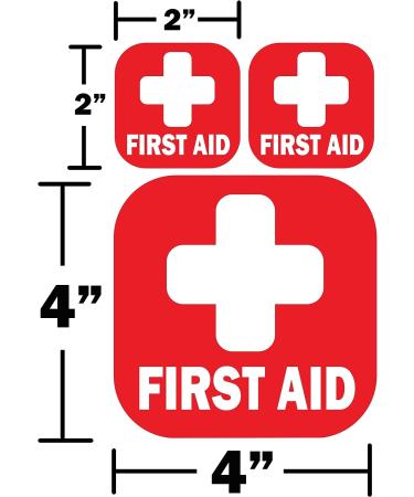 TOTOMO 12pc First Aid Kit Sign Sticker Set - Self Adhesive Vinyl Decal Medical Cross Emergency Box Hospital Ambulance - Light Reflective - 4x4 + 2x2 Sizes - Buy Online on GoSupps.com