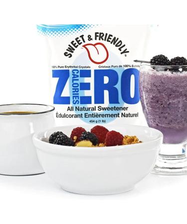 Keto and Vegan Natural Sweetener by sweet & friendly / 100% ERYTHRITOL Pleasant Flavor Natural Colors / 1lb Bag Granulated erythritol - Buy Online on GoSupps.com