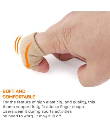 Zittop Finger Sleeves - 10 Pcs Thumb Splint Brace for Arthritis Pain Relief & Sports (Beige) - Breathable Elastic Finger Tape - Buy Online on GoSupps.com