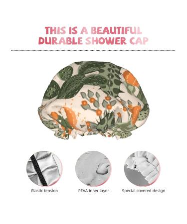 Green Cactus Printed Shower Cap - Waterproof & Adjustable Bath Cap for All Hair Types - Buy Online on GoSupps.com