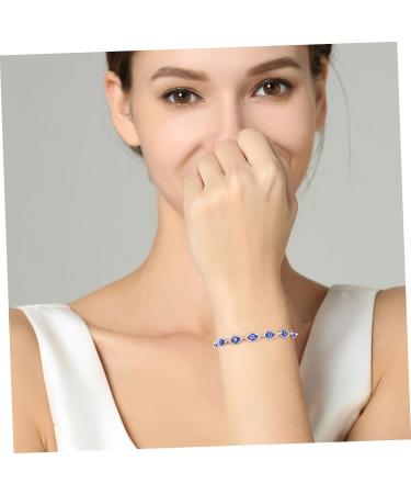 Lurrose 3-Piece Teufel-Umge Brass Gemstone Bracelets for Women | Turkish Evil Eye Jewelry Pearl & Blue Eyes Accessories - Buy Online on GoSupps.com