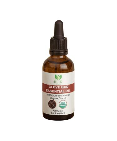 Bio sense 100% Pure Ceylon Organic Clove Bud Essential Oil USDA Certified | 15ml (0.5 Fl Oz) | 100% Pure & Organic Clove Bud Essential Oil | Use for Diffuser and Candle Making.