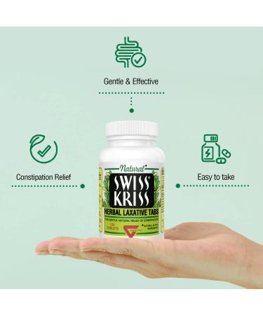 Swiss Kriss Herbal Laxative Tablets - Gentle & Natural Constipation Relief - 120 Senna Laxative Tablets for Adults & Children over Age 6 - Buy Online on GoSupps.com