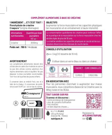 Nutripure | Pack Prise de Muscles | Whey Isolate Native + Cr atine Monohydrate Poudre + Pre Workout (EAA BCAA) | Id al pour Musculation Prise de Masse Musculaire Fatigue Musculaire | Go t Chocolat Chocolat Cr atine 150g Poudre - Buy Online on GoSupps.com