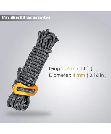 GEERTOP 6 Pack Reflective Guy Lines - Ultralight 4mm Tent Cords with Aluminum Adjuster Tensioner for Outdoor Camping and Hiking - Gray - Buy Online on GoSupps.com