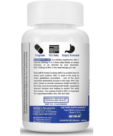 NutriJa N-Acetyl Cysteine (NAC) 600mg - 60 Capsules | Powerful Antioxidant Formula - Buy Online on GoSupps.com