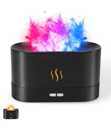 Colorful Flame Air Aroma Diffuser Humidifier, Upgraded 7 Flame Colors Noiseless Essential Oil Diffuser for Home,Office,Yoga with Auto-Off Protection 180ml (8Hours Black) - Buy Online on GoSupps.com