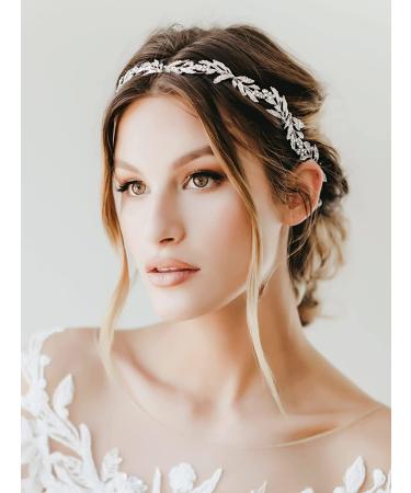 SWEETV Silver Leaf Wedding Headpiece | Handmade Bridal Hair Accessory - Buy Online on GoSupps.com