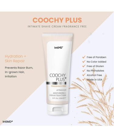 Fragrance-Free Coochy Plus Intimate Shaving Cream - Rash-Free, Prevents Razor Burns & Ingrown Hairs - 8oz - Buy Online on GoSupps.com