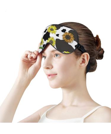 Buy Cow Print with Sunflowers Sleep Mask - Adjustable Eye Shades for Women | International Shipping Available - Buy Online on GoSupps.com