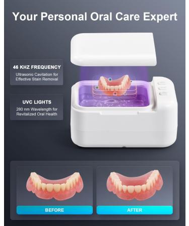CO-Z Denture Cleaner 200ml - Compact Ultrasonic Retainer Cleaner with U-VC Light | 2 Timer Settings for Dental, Jewelry, Razor - Professional Grade - Buy Online on GoSupps.com