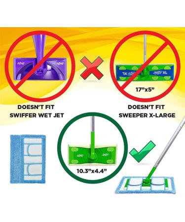 Klaqian 4 Pack Reusable Microfiber Mop Pads for Swiffer Sweeper | 10-12 Inch Flat Mop | Upgraded Wet Dry Cleaning Pads for Hard-Floor - Buy Online on GoSupps.com