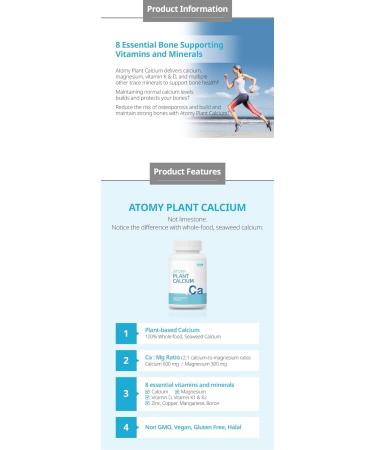 Atomy Plant Calcium Tablets - 180 Count | Plant-Based Calcium Supplement - Buy Online on GoSupps.com