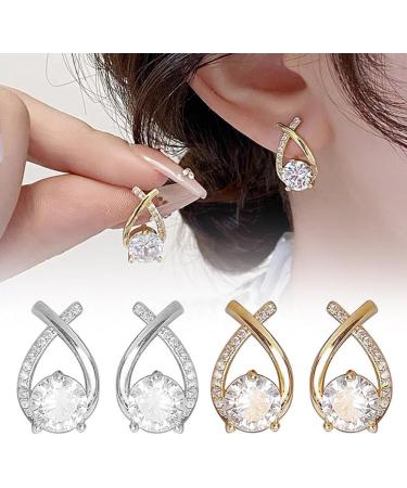Fashionable Cross Earrings - Sparkling Zirconia Jewelry Gift for Women & Girls | Elegant E2F6 Style in Silver - Buy Online on GoSupps.com