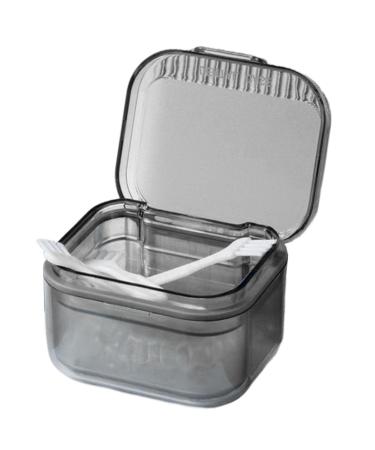 Retainer case portable prosthesis box easy to clean slim orthodontic dental case leakage-proof with lid prosthesis cup holder retainer bath box storage box for the BADEZ Schwarz