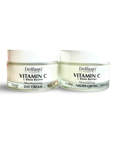Delfanti-Milano Vitamin C & Shea Butter Duo Pack | Day & Night Creams for Face Neck & D collet | Moisturizing & Nourishing Made in Italy - Buy Online on GoSupps.com