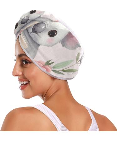 Floral Koala Hair Towel 2 Pack - Super Absorbent Quick Dry Hair Turbans for Women & Girls - Buy Online on GoSupps.com