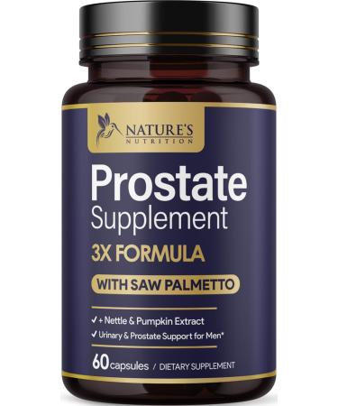 Prostate Health Supplements for Men 1000mg - 3X Strength with Saw Palmetto Blend Stinging Nettle Root & Pumpkin Seed Support Complex - Supports Bathroom Trips Prostate & Urinary Health - 60 Capsules 60 Count (Pack of 1)