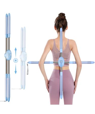 Bilbear Yoga Sticks for Posture Yoga Sticks Stretching Tool Back Posture Corrector Sticks for Women Retractable Back Brace Humpback Correction Sticks for Adult and Child (Blue)