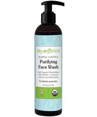 Sky Organics Blemish Control Purifying Face Wash with Organic White Willow Bark Extract 6 fl oz (180 ml)