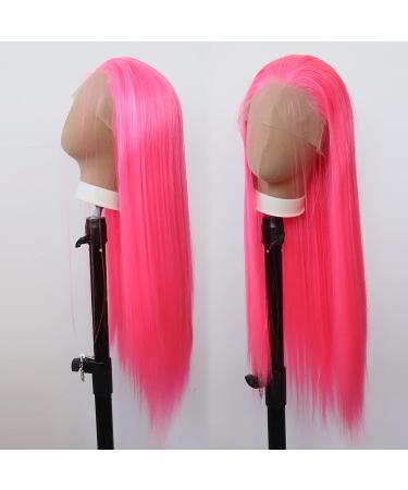 Towarm Hot Pink Synthetic Lace Front Wig for Black Women - Long Straight Heat Resistant Fiber Hair - Cosplay and Daily Wear - Buy Online on GoSupps.com
