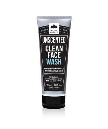 Pacific Shaving Company Clean Facial Wash - Unscented Gentle Face Cleanser with Sea Salt & Aloe Vera - Hydrating Men's Face Wash for Sensitive Skin (7 Oz)