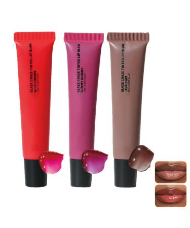 Hydrating tinted lip balm Quick Full Lip Color Glow reviver melting lipgloss soft supple lips mask (3PCS-B)