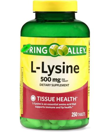 L Lysine 500mg Tablets Super Lysine Immune Support & Healthy Skin 250 Count (Pack of 1) Plus Sticker vsl - Buy Online on GoSupps.com