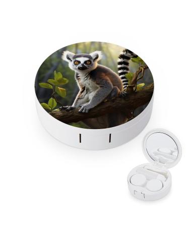 Contact Lens Case Ringtailed Lemur Portable Travel Contact Lens Box Contact Lens Storage Box