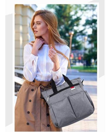 Insular Waterproof Mummy Diaper Bag Set - Chic Nappy Changing Tote with Mat & Adjustable Straps (Grey) - Buy Online on GoSupps.com