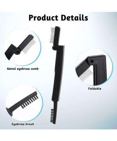 Folding Eyelash Comb & Eyebrow Brush - Double Head Metal Teeth Tool for Perfect Lash & Brow Definition | Professional Makeup Applicator (Black - Buy Online on GoSupps.com