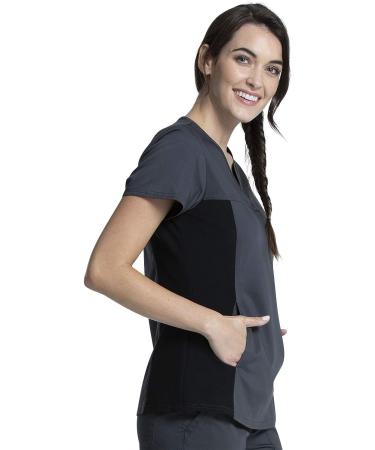 Women's Workwear Revolution V-Neck Scrubs | Soft Stretch Knit Sides | Medium Pewter - Buy Online on GoSupps.com
