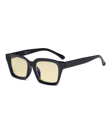 Eyekepper Ladies Blue Light Blocking Reading Glasses with Yellow Filter Lens - Oversized Square Design Computer Readers Women - Black +1.00 +1.00 Black-bb60 Lens