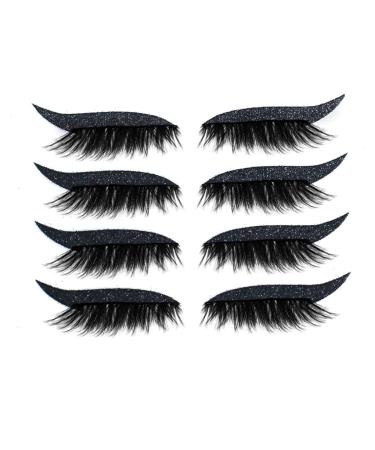 GGOOD Eyeliner Eyelash Stickers Reusable Waterproof Stick on Eyeliner Eyeshadow Makeup Black Artificial Eyelashes