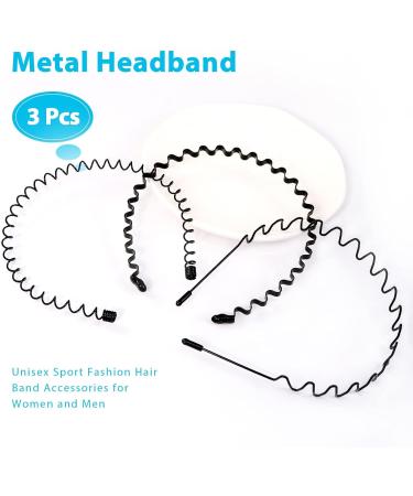 Hanyousheng 3 PCS Metal Headband Black Metal Hair Hoop Unisex Hair Band Hair Hoop Spring Wave Hairband hair band for men Unisex Sport Fashion Hair Band Accessories for Women and Men - Buy Online on GoSupps.com
