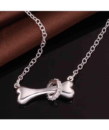 IzuBizu London Women's 925 Sterling Silver Dog Bone Crystal Necklace - Perfect Gift for Pet Lovers on Birthday, Anniversary, Mother's Day - Buy Online on GoSupps.com