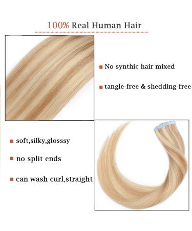 SEGO TAPE Extensions | 20 Tressen 30g Real Hair Adhesive Tape - 100% Remy Human Hair Honey Blond #18P613 - 45cm (18) - Buy Online on GoSupps.com