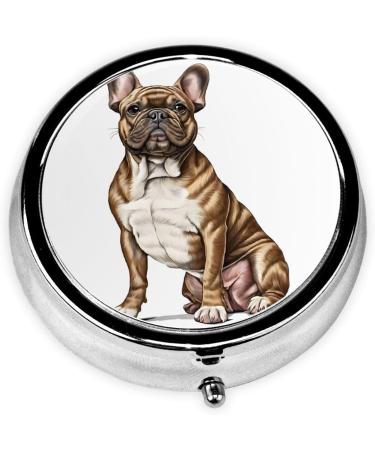 French Bulldog Mini Round Pill Box - 3 Compartment Portable Pill Organizer for Travel Home & Office - Buy Online on GoSupps.com