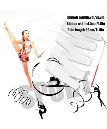 Grevosea 4pcs Gymnastics Dance Ribbons with 30cm Wand - White Rhythmic Gymnastics Equipment for Kids Talent Shows - 78.74inch Streamers - Buy Online on GoSupps.com